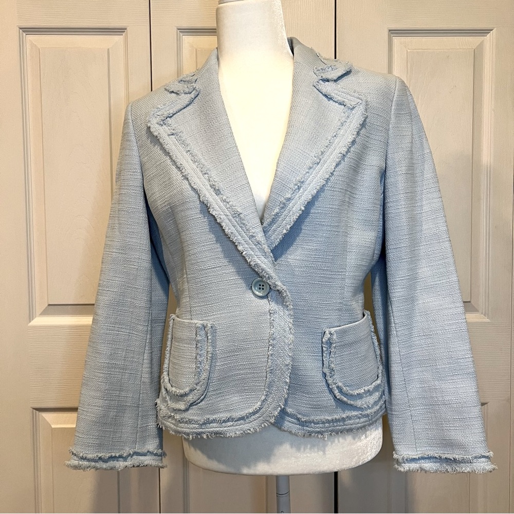 🍋 Kate Hill Light Blue Cotton Blazer - size 6